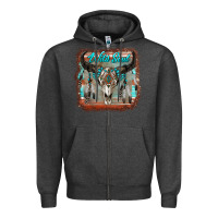 Charcoal Heather wild soul boho skull with background Zipper Hoodie - RanaPortraitStore