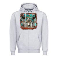 Heather Grey wild soul boho skull with background Zipper Hoodie - RanaPortraitStore