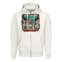 Oatmeal Heather wild soul boho skull with background Zipper Hoodie - RanaPortraitStore