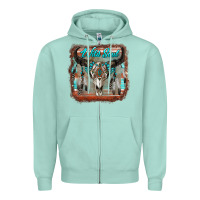 Seafoam wild soul boho skull with background Zipper Hoodie - RanaPortraitStore