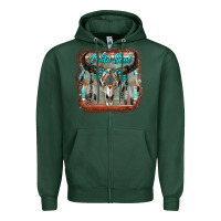 Sports Green wild soul boho skull with background Zipper Hoodie - RanaPortraitStore
