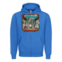 True Royal wild soul boho skull with background Zipper Hoodie - RanaPortraitStore