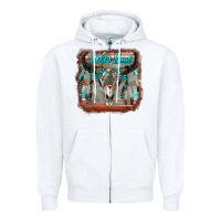 White wild soul boho skull with background Zipper Hoodie - RanaPortraitStore
