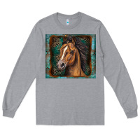 Heather Grey western horse Long Sleeve Tee - Zillion Design Studio
