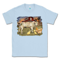 Dusty Blue charolaris bull and chicken in barnyard Classic Tee - RanaPortraitStore