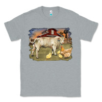 Heather Grey charolaris bull and chicken in barnyard Classic Tee - RanaPortraitStore