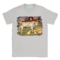 Moon Dust charolaris bull and chicken in barnyard Classic Tee - RanaPortraitStore