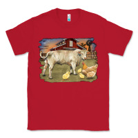 Red charolaris bull and chicken in barnyard Classic Tee - RanaPortraitStore