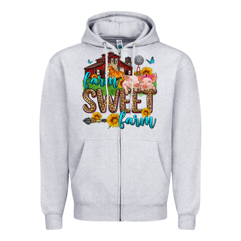 Farm Sweet Farm Zipper Hoodie by Zillion Design Studio | Teevron