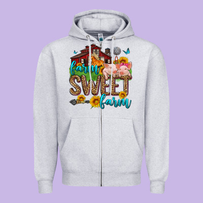 Farm Sweet Farm Zipper Hoodie Designed By Zillion Design Studio