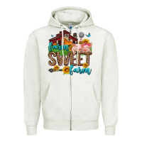 Oatmeal Heather farm sweet farm Zipper Hoodie - Zillion Design Studio