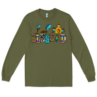 Army Green ı am blessed Long Sleeve Tee - AdoDesignShop