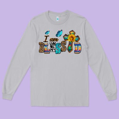 ı Am Blessed Long Sleeve Tee Designed By Adodesignshop