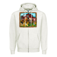 Oatmeal Heather farm life Zipper Hoodie - Zillion Design Studio