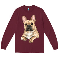 Burgundy French bulldog sitting Long Sleeve Tee - RanaPortraitStore