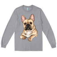 Heather Grey French bulldog sitting Long Sleeve Tee - RanaPortraitStore
