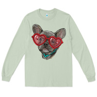 Matcha french bulldog with love glasses Long Sleeve Tee - RanaPortraitStore
