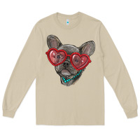 Mushroom french bulldog with love glasses Long Sleeve Tee - RanaPortraitStore