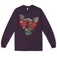 Plum french bulldog with love glasses Long Sleeve Tee - RanaPortraitStore