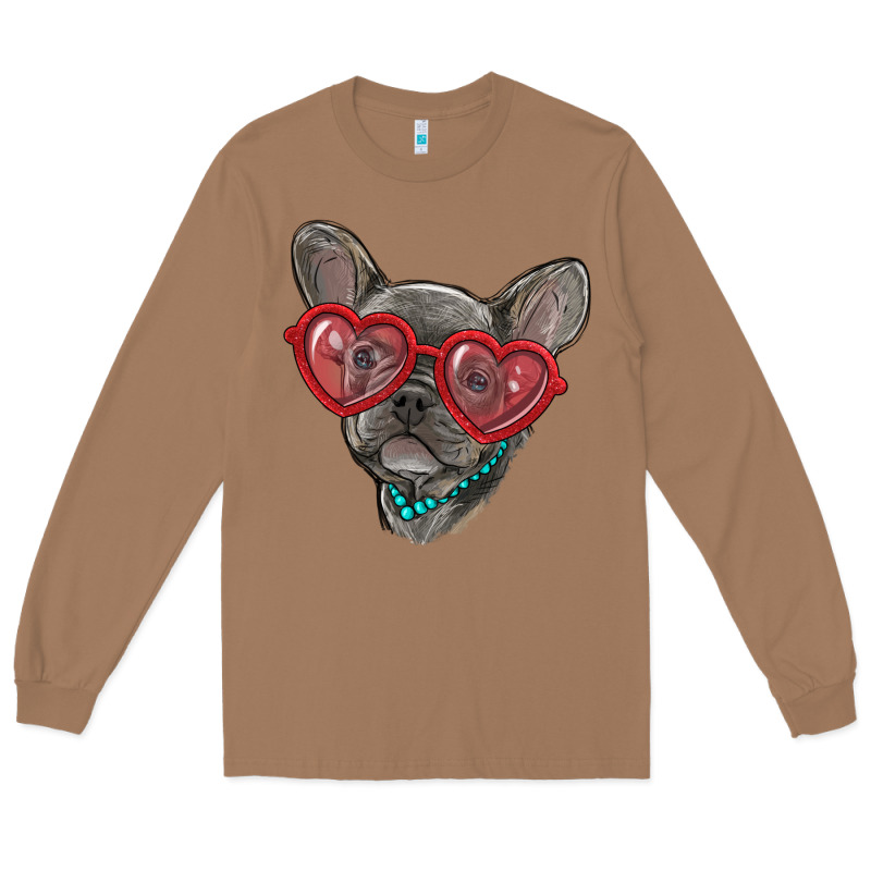 French Bulldog With Love Glasses Long Sleeve Tee by RanaPortraitStore | Teevron