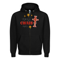Black merry christmas cross Zipper Hoodie - RanaPortraitStore