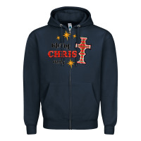 Navy merry christmas cross Zipper Hoodie - RanaPortraitStore
