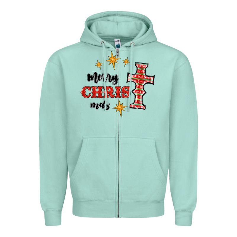 Merry Christmas Cross Zipper Hoodie by RanaPortraitStore | Teevron