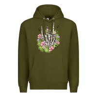 Army Green skeleton flowers Premium Hoodie - MaliasSmallBusiness
