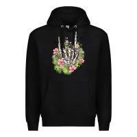 Black skeleton flowers Premium Hoodie - MaliasSmallBusiness