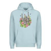Blue Mist skeleton flowers Premium Hoodie - MaliasSmallBusiness
