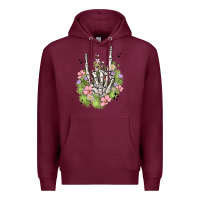 Burgundy skeleton flowers Premium Hoodie - MaliasSmallBusiness