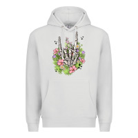 Dove Grey skeleton flowers Premium Hoodie - MaliasSmallBusiness