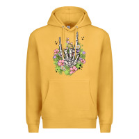 Mustard skeleton flowers Premium Hoodie - MaliasSmallBusiness
