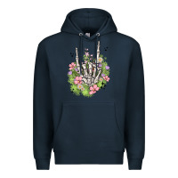 Navy skeleton flowers Premium Hoodie - MaliasSmallBusiness