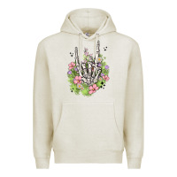 Oatmeal Heather skeleton flowers Premium Hoodie - MaliasSmallBusiness