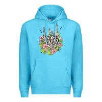Ocean Blue skeleton flowers Premium Hoodie - MaliasSmallBusiness