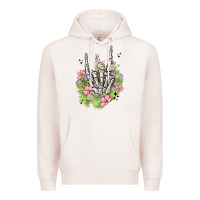Pale Pink skeleton flowers Premium Hoodie - MaliasSmallBusiness