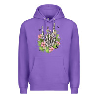 Purple skeleton flowers Premium Hoodie - MaliasSmallBusiness
