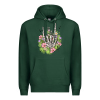 Sports Green skeleton flowers Premium Hoodie - MaliasSmallBusiness