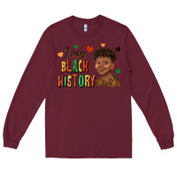 Burgundy i am black history afro black boy child juneteenth Long Sleeve Tee - texasbilliewilder