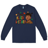 Navy i am black history afro black boy child juneteenth Long Sleeve Tee - texasbilliewilder