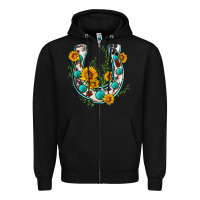 Black cowhide sunflower horseshoe Zipper Hoodie - Zillion Design Studio