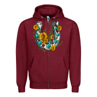 Burgundy cowhide sunflower horseshoe Zipper Hoodie - Zillion Design Studio