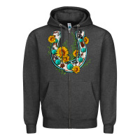 Charcoal Heather cowhide sunflower horseshoe Zipper Hoodie - Zillion Design Studio