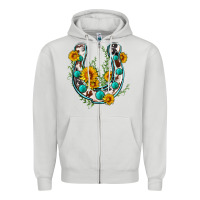 Dove Grey cowhide sunflower horseshoe Zipper Hoodie - Zillion Design Studio
