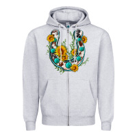Heather Grey cowhide sunflower horseshoe Zipper Hoodie - Zillion Design Studio