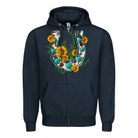 Navy cowhide sunflower horseshoe Zipper Hoodie - Zillion Design Studio