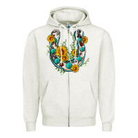 Oatmeal Heather cowhide sunflower horseshoe Zipper Hoodie - Zillion Design Studio