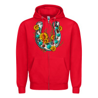 Red cowhide sunflower horseshoe Zipper Hoodie - Zillion Design Studio