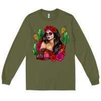 Army Green mexico girl Long Sleeve Tee - Zillion Design Studio